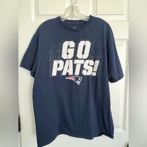 Size large Majestic brand navy Go Pats New England Patriots shirt sleeve Tshirt.